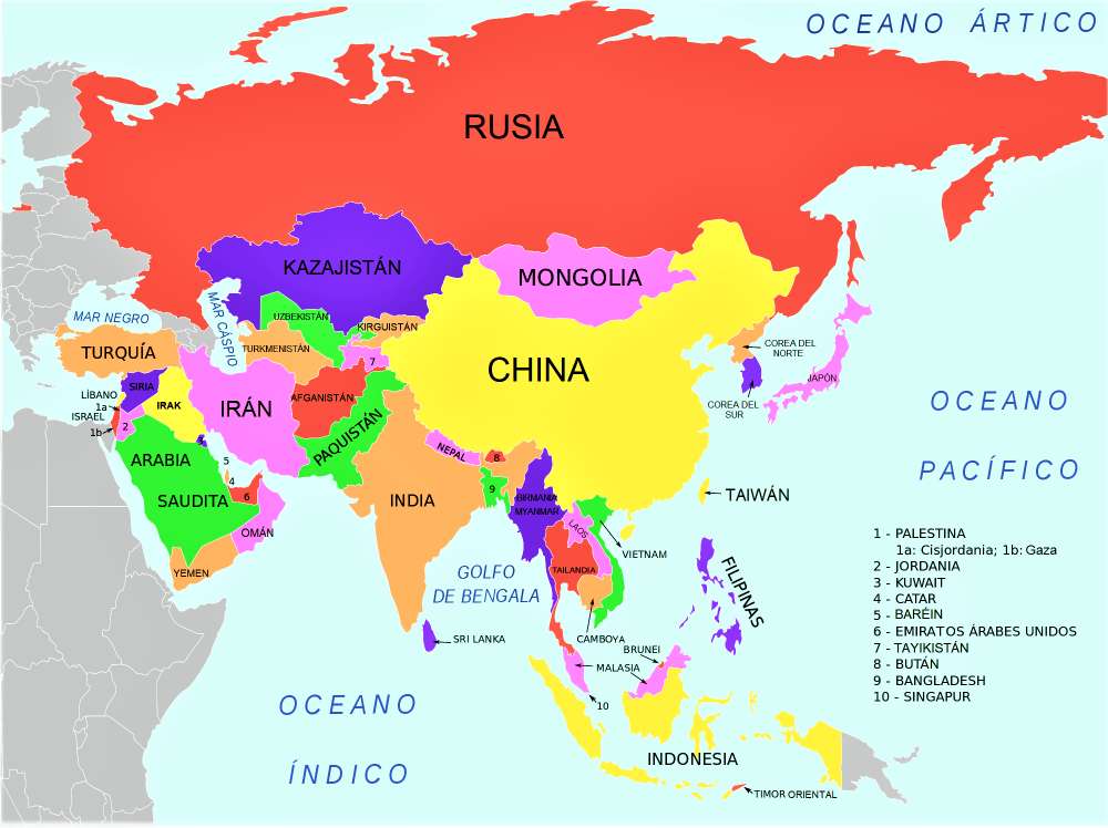 Χάρτης της Ασίας παζλ