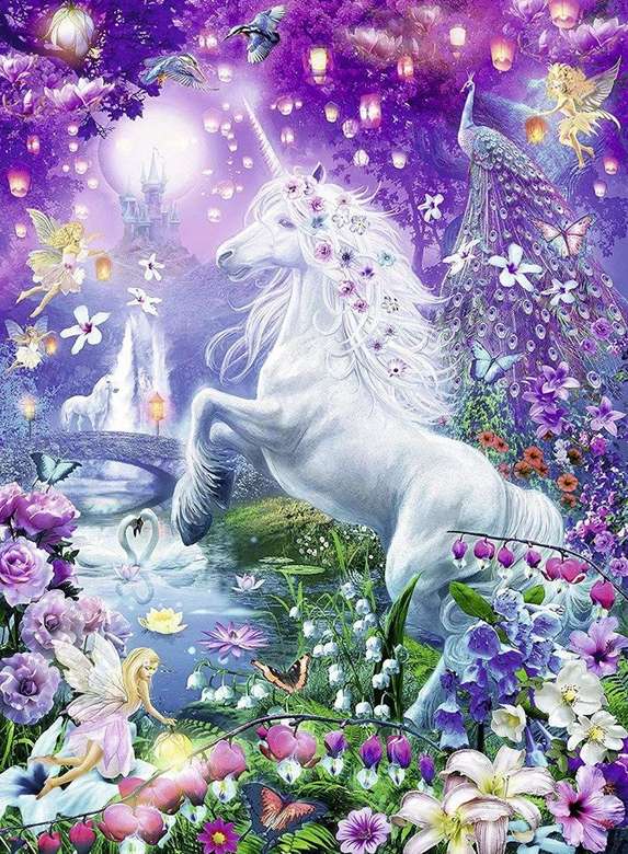 unicorno nella foresta lucida puzzle online