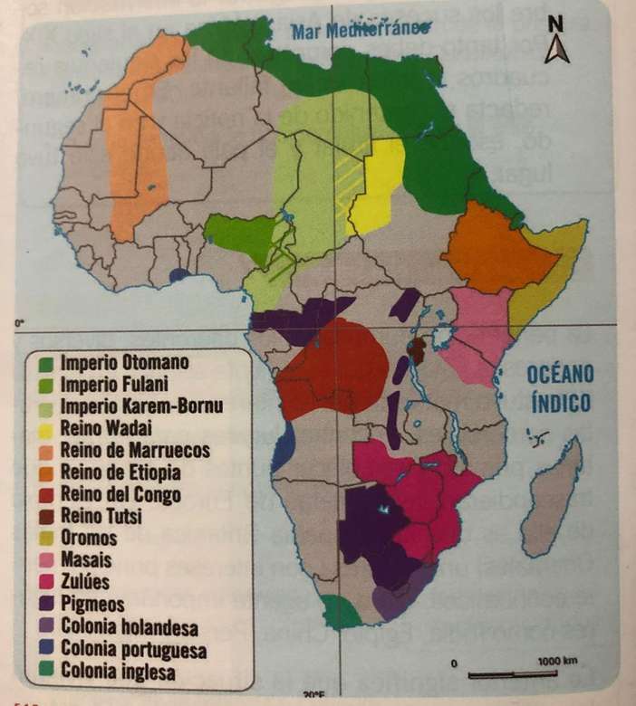 Map of Africa at the beginning of 19 jigsaw puzzle online
