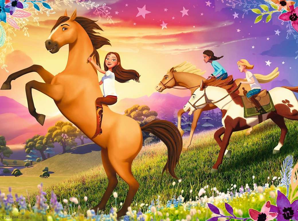 коне от приказката "Мустанг, духът на свободата" онлайн пъзел