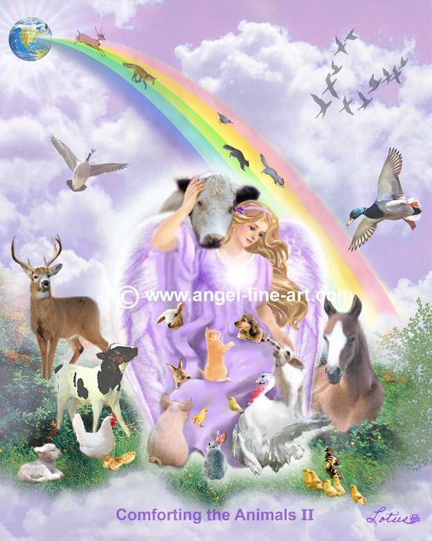 An angel surrounded by animals jigsaw puzzle online