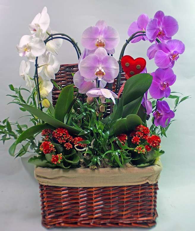 Подреждане на цветя в кошница онлайн пъзел