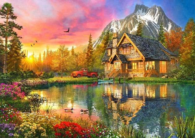 Over the mountain lake. jigsaw puzzle online