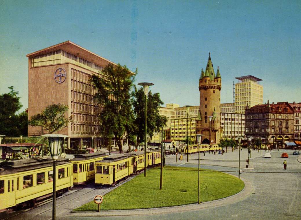 Центр Франкфурта-на-Майне в 1950-е годы. пазл онлайн