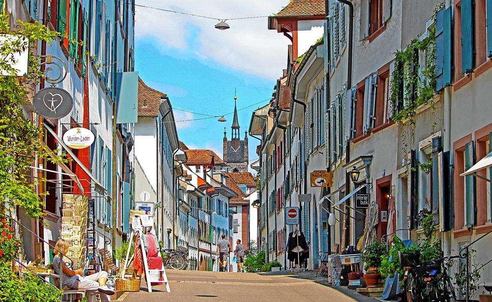 Bázeli bevásárló utca Svájcban online puzzle