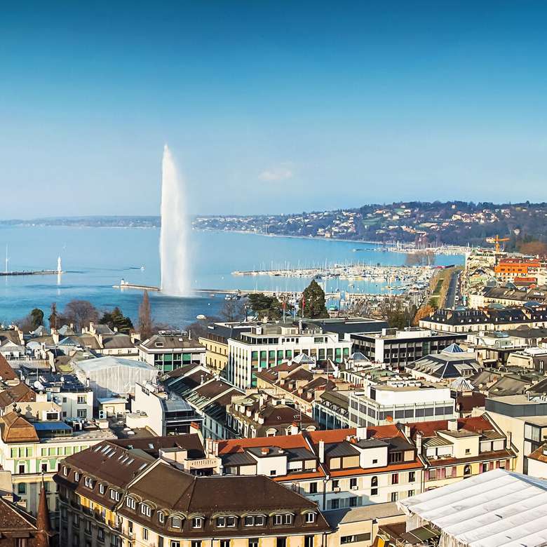 Місто Женева на Женевському озері пазл онлайн