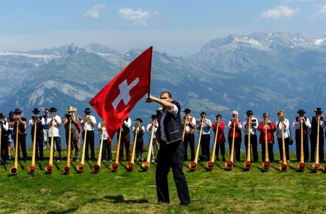 Alpenhoornblazers Zwitserland online puzzel