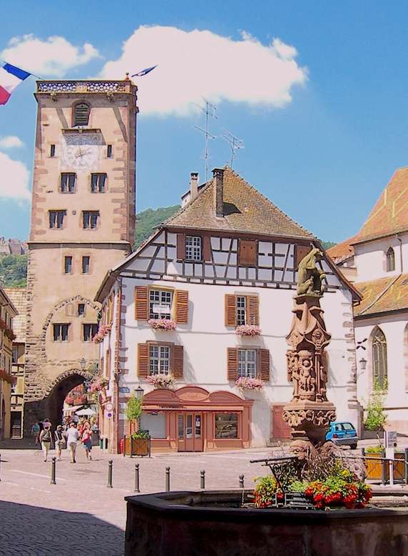Pueblo vinícola de Ribeauville Alsacia rompecabezas en línea