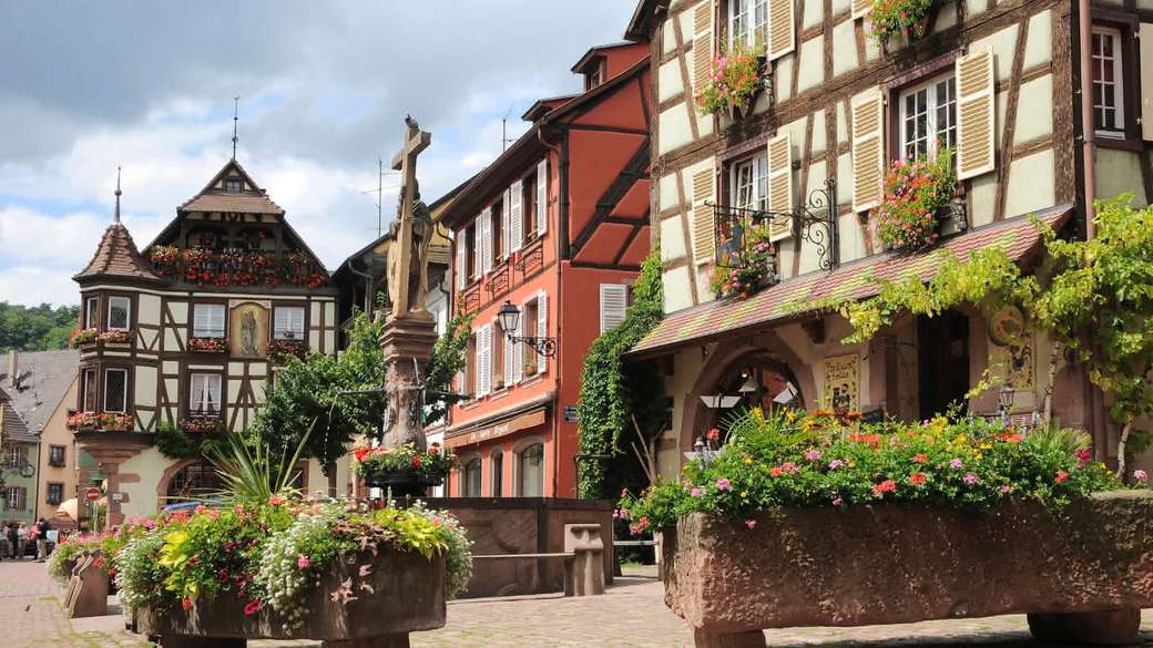 Vinařská vesnice Kaysersberg v Alsasku skládačky online