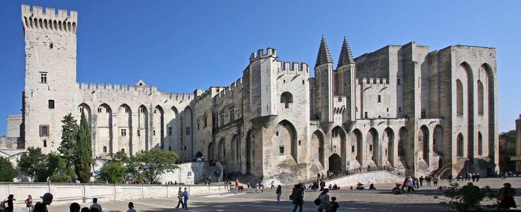 Avignon påvliga palats Provence Frankrike pussel på nätet
