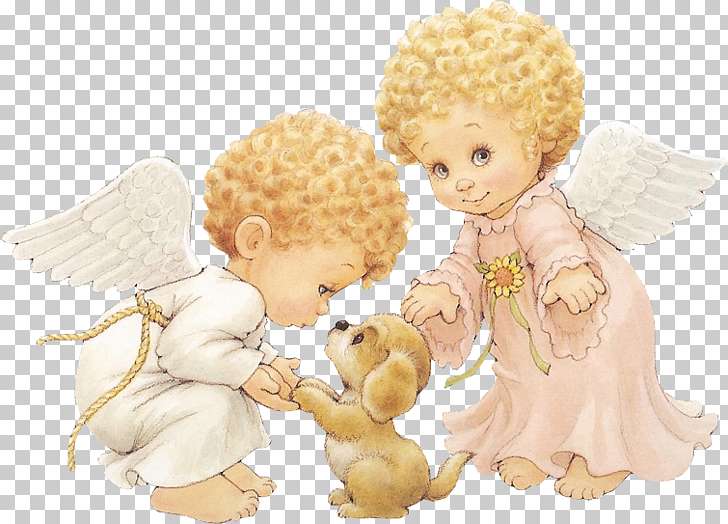 Angels playing with a dog online puzzle