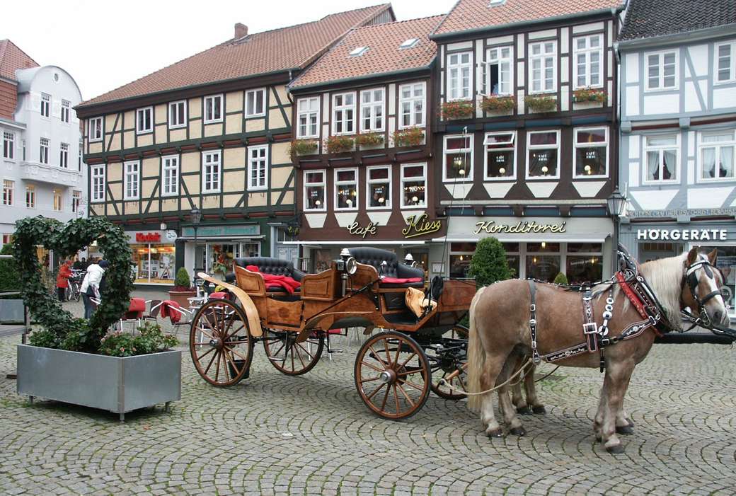 Rit met een koets door het stadscentrum van Celle legpuzzel online