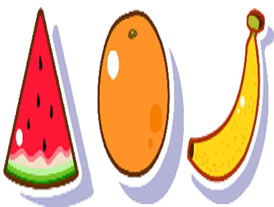 w är för vattenmelon orange banan pussel på nätet