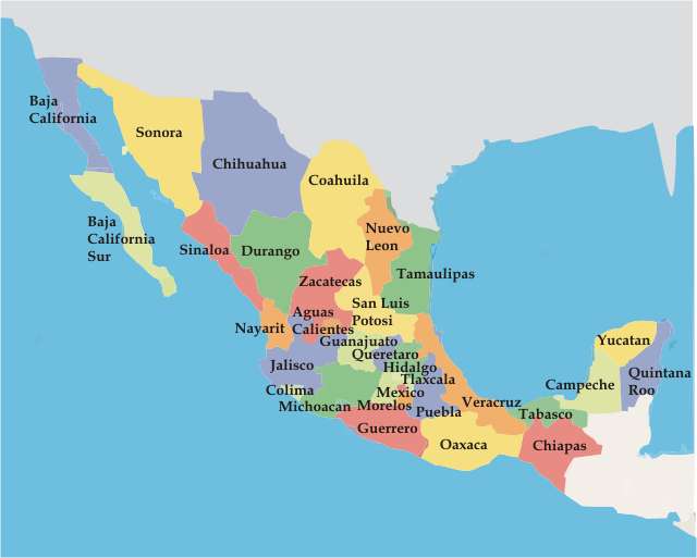 Mapa Mexické republiky skládačky online