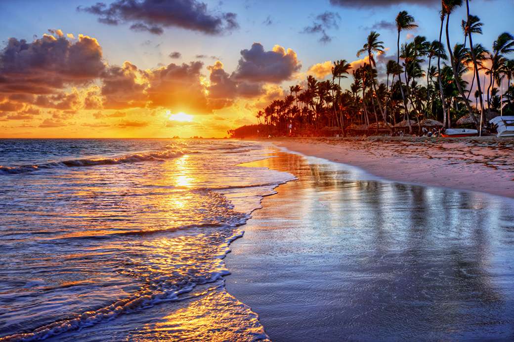 puesta de sol, playa rompecabezas en línea