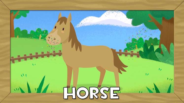 Animaux de la ferme: cheval puzzle en ligne