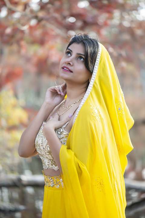 девушка в индийском платье онлайн-пазл