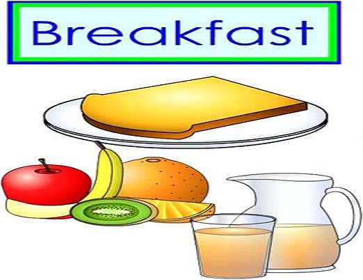 b är till frukost toast fruktjuice Pussel online
