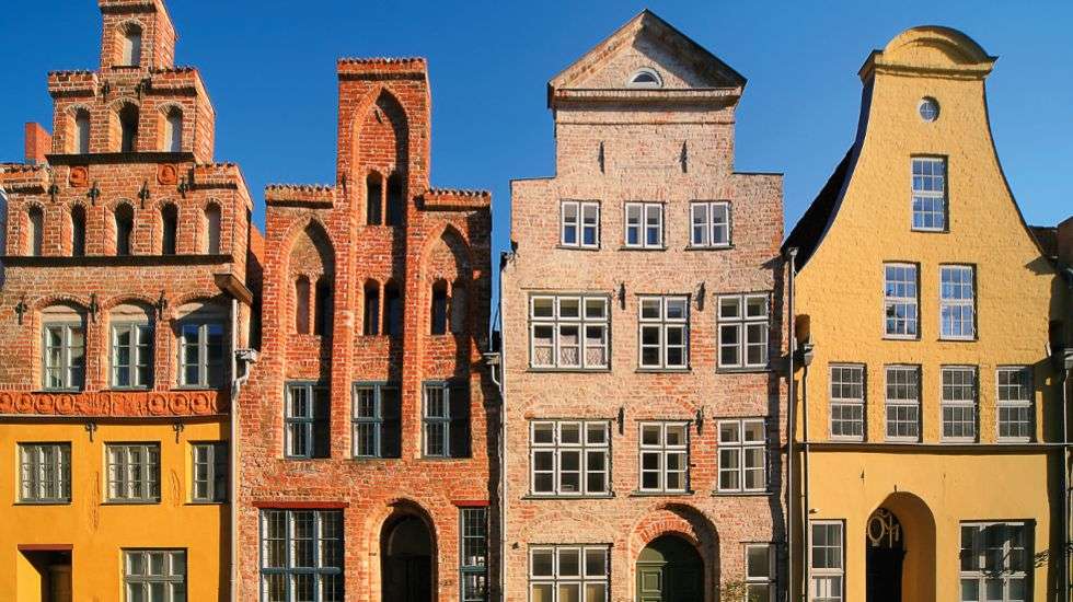 Lübeck Alte Hansestadt Häuserzeile Online-Puzzle
