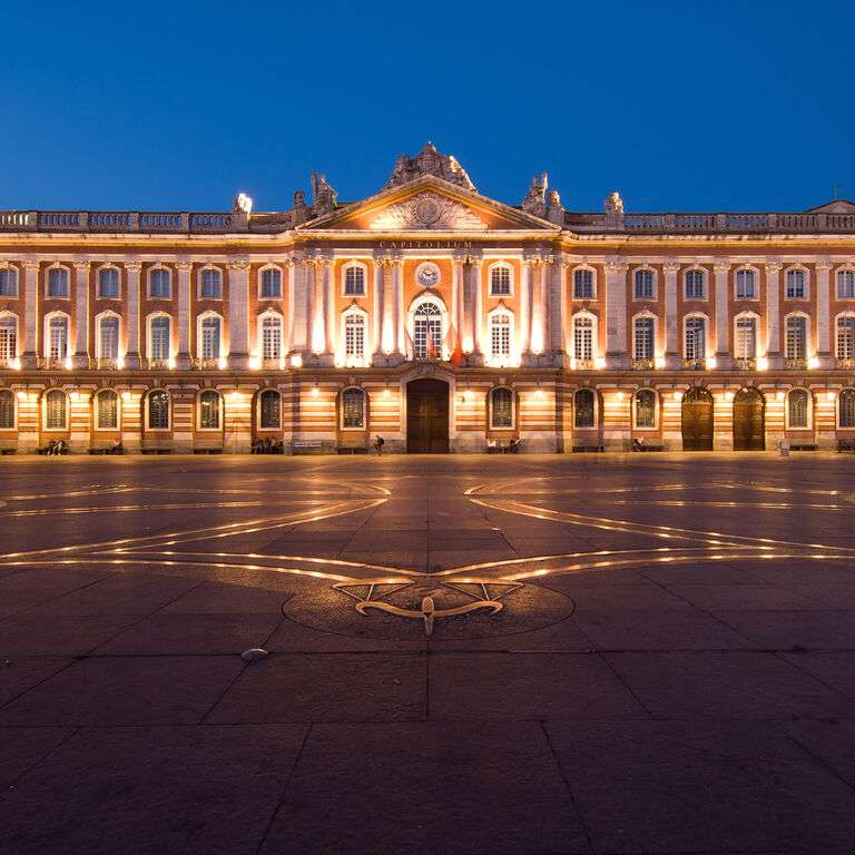Het kasteel van Toulouse bij nacht online puzzel
