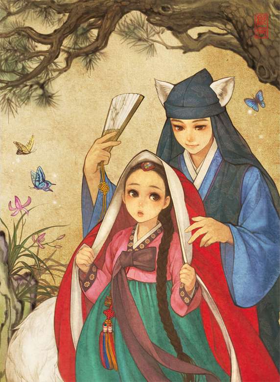 ೋ ღ Little Red Riding Hood -Korean Art ೋ ღ Pussel online