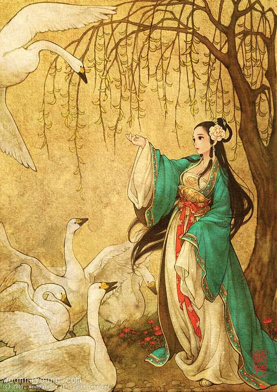 ೋ ღ Принцесса-лебедь - корейское искусство ೋ ღ пазл онлайн