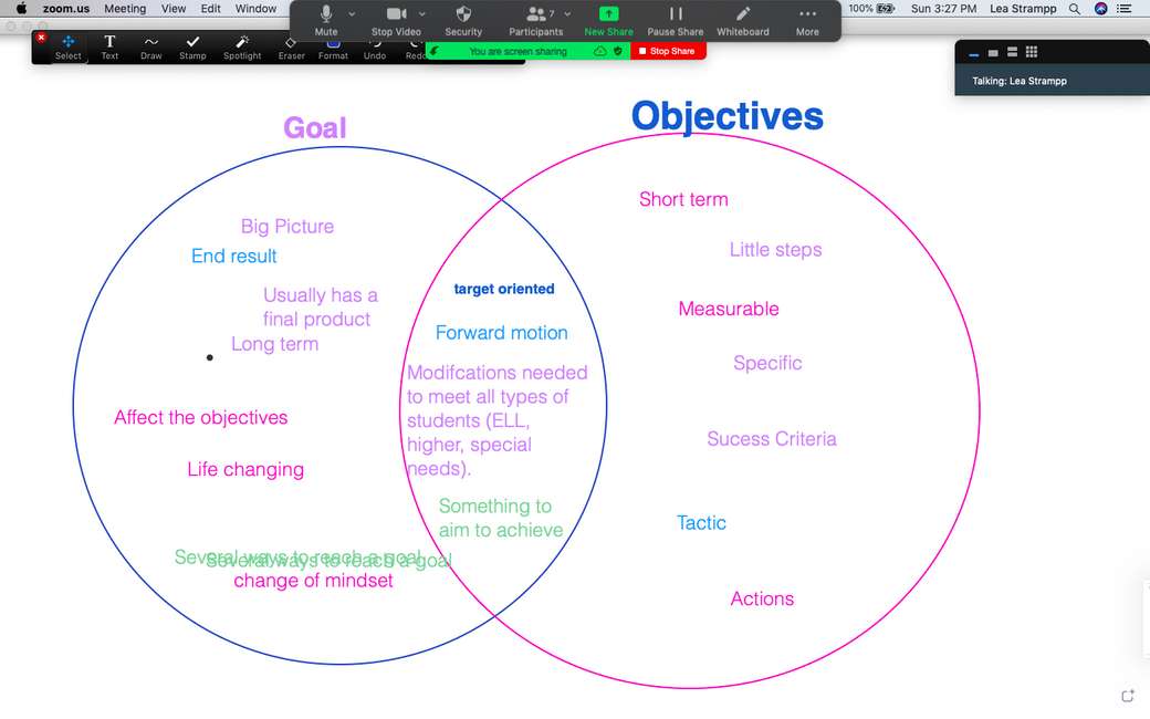 Diagrama de Venn sobre metas e objetivos puzzle online