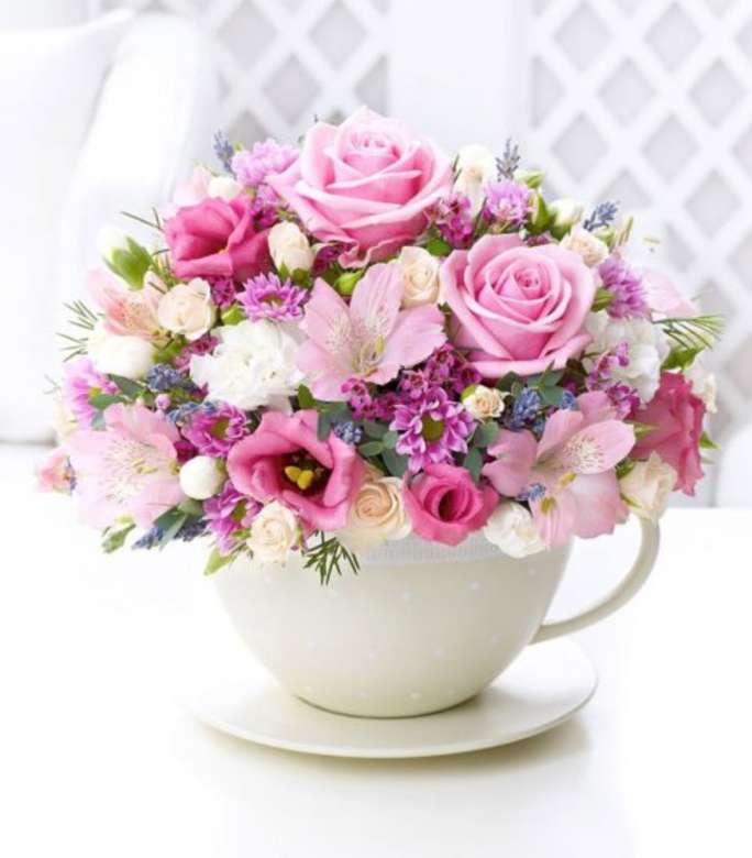 Egy csésze virágot. kirakós online