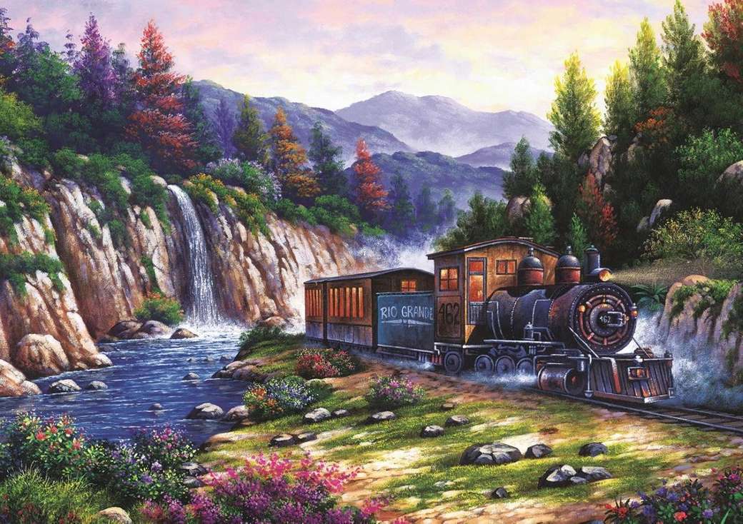 Jízda vlakem v horách online puzzle