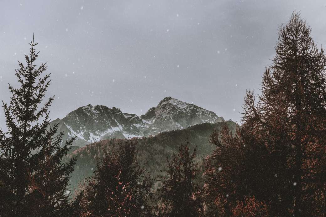 Landschaftsfotografie des schneebedeckten Berges Online-Puzzle