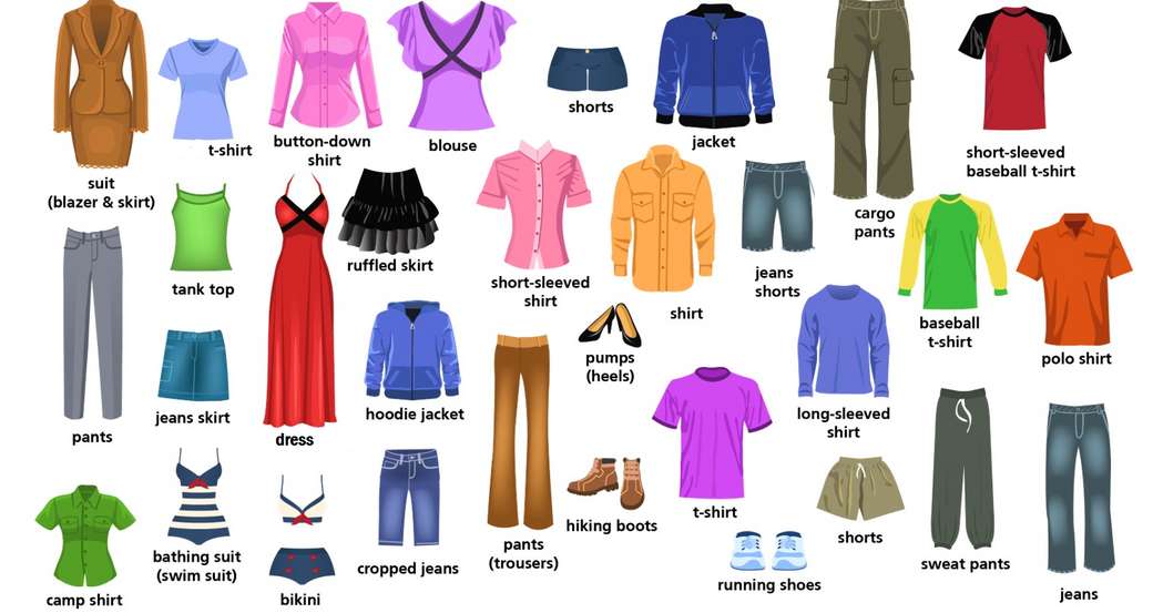 Vêtements pour étudier l'anglais puzzle en ligne