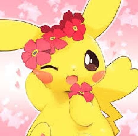 pikachu chica con floresitas online παζλ
