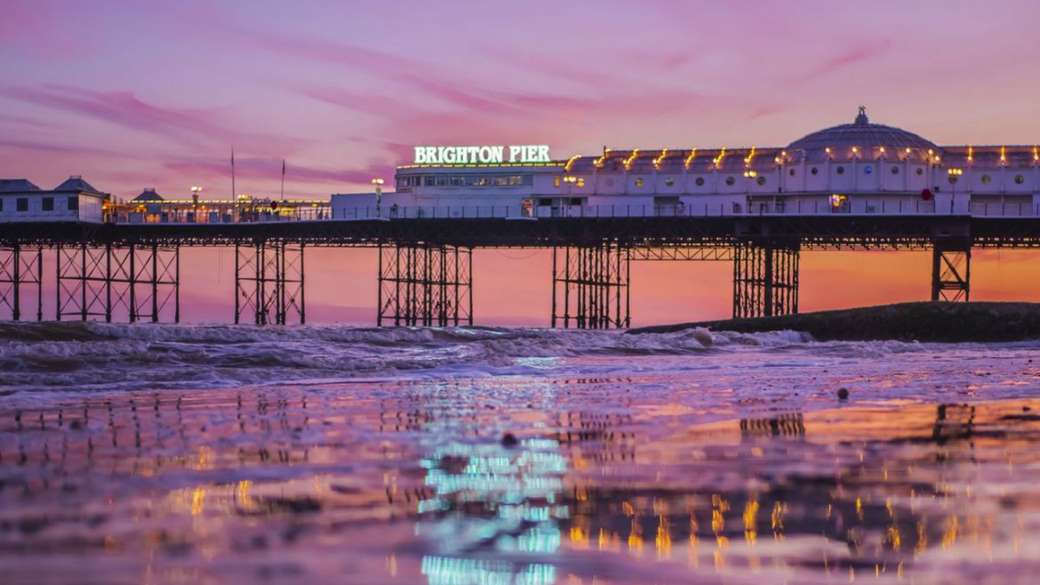 Brighton kvällstemning på stranden GB pussel på nätet