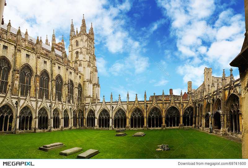 Canterbury Cathedral courtyard with cloisters jigsaw puzzle online