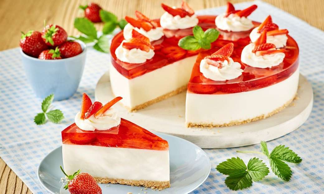 Κρύο Cheesecake με φράουλες online παζλ
