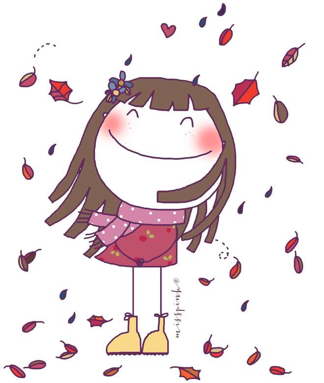 Menina feliz no outono puzzle online