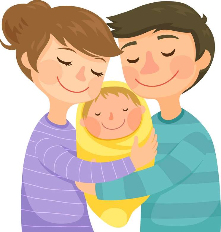 Mama, Papa umarmt ein Baby Puzzlespiel online