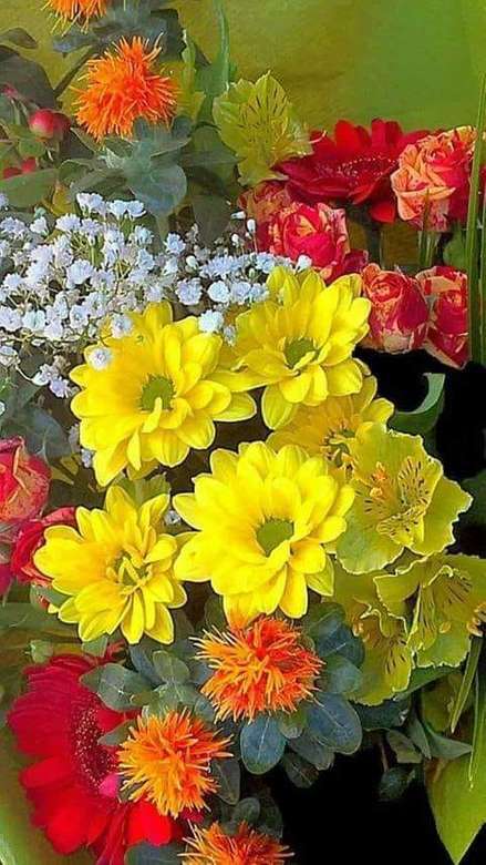 明るい花の花束 ジグソーパズルオンライン