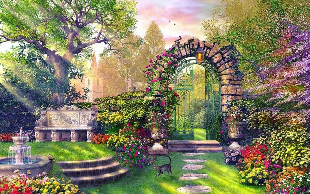 Romantiska trädgårdar Pussel online