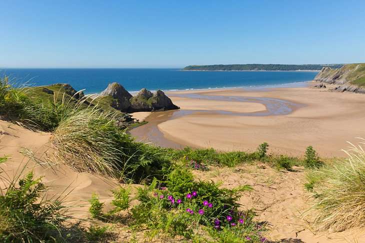 Swansea Gower Coast trois falaises du sud du Pays de Galles en Angleterre puzzle en ligne