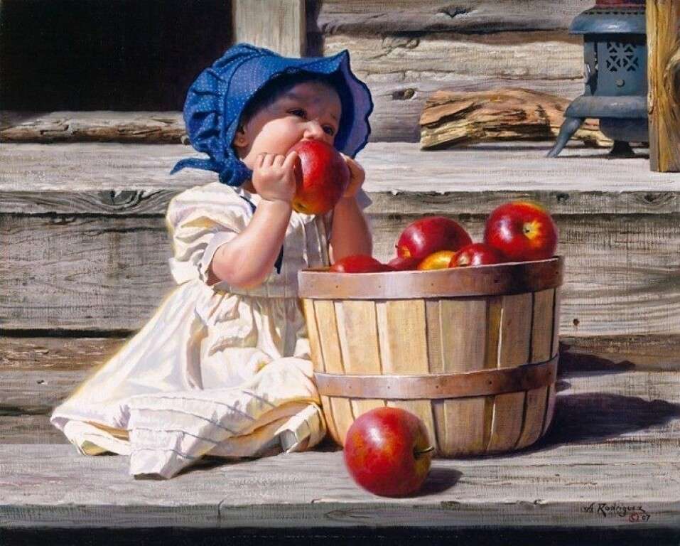 Lány almát eszik ೋ ღ kirakós online