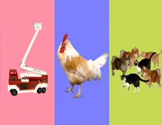 f is voor kippenhonden en katten van brandweerwagens legpuzzel online