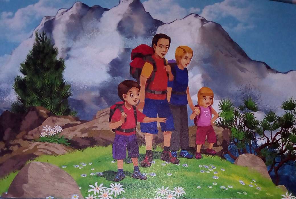 familie in de bergen legpuzzel