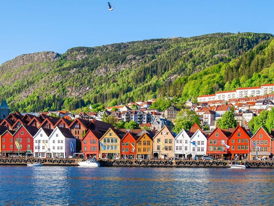 Берген Красивый город в Норвегии онлайн-пазл