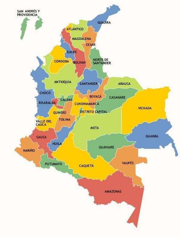 Politická mapa Kolumbie skládačky online