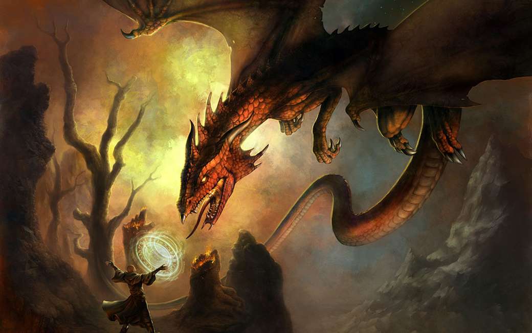 Magicien et dragon puzzle en ligne