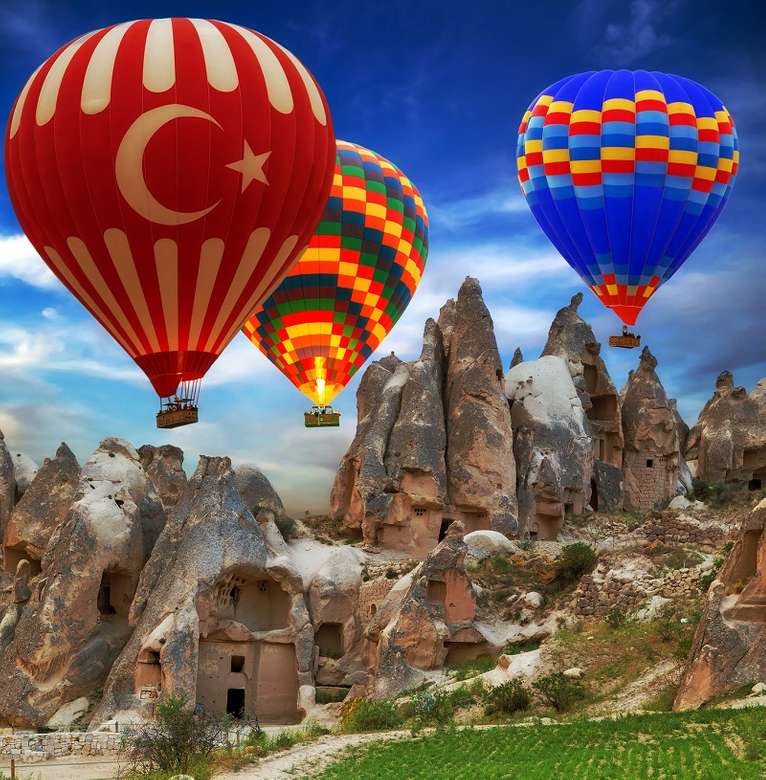 турция - горы - полет на воздушном шаре пазл онлайн