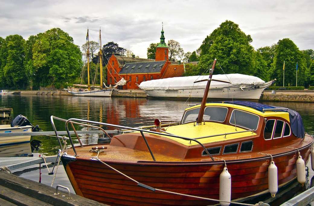 Halland Boats Halmstad Castle Sweden online puzzle