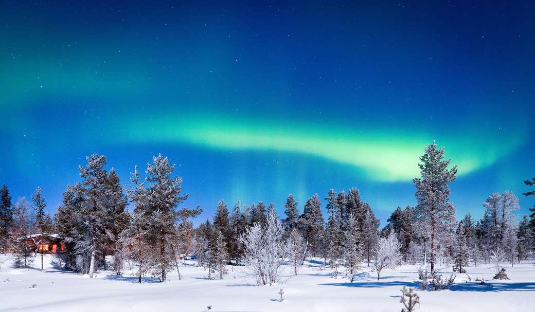 Lapplands Sverige landskap på vintern Pussel online