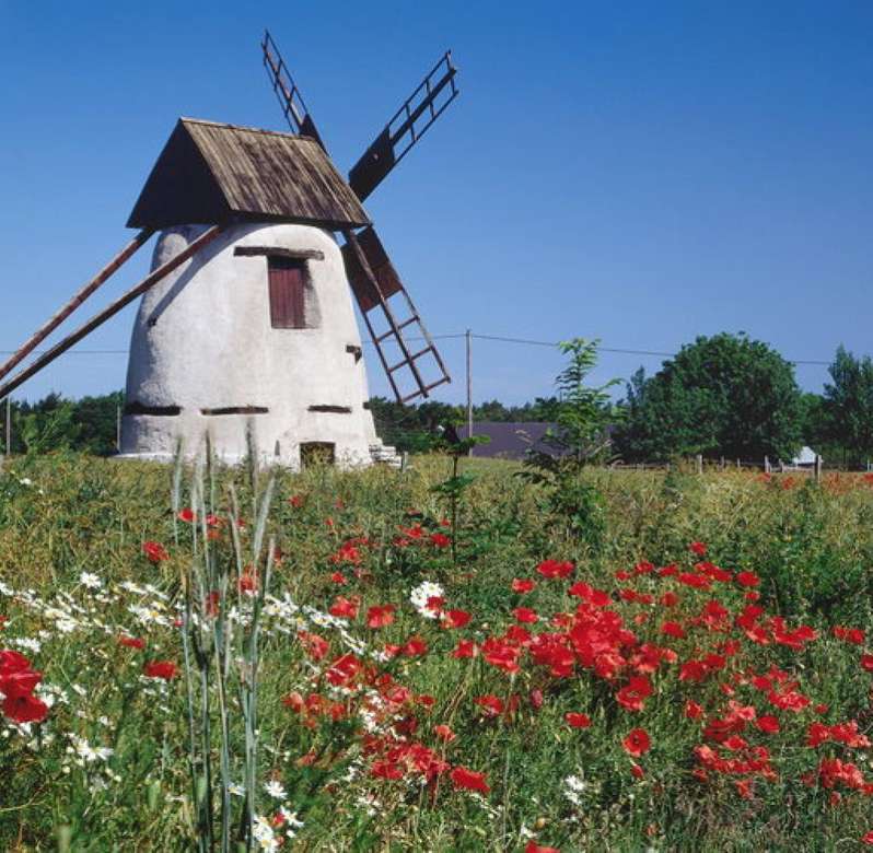 Windmühle auf Gotland Schweden Online-Puzzle